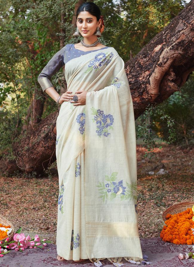 Cotton Blue Traditional Wear Weaving Saree